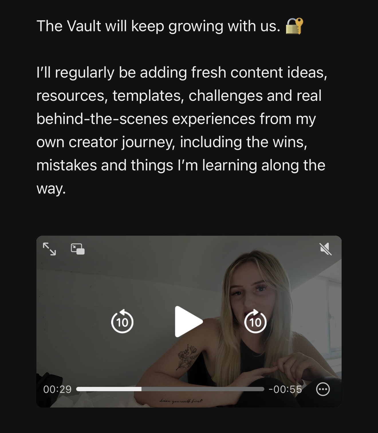 Jess introducing the growing Vault resources in a talking video