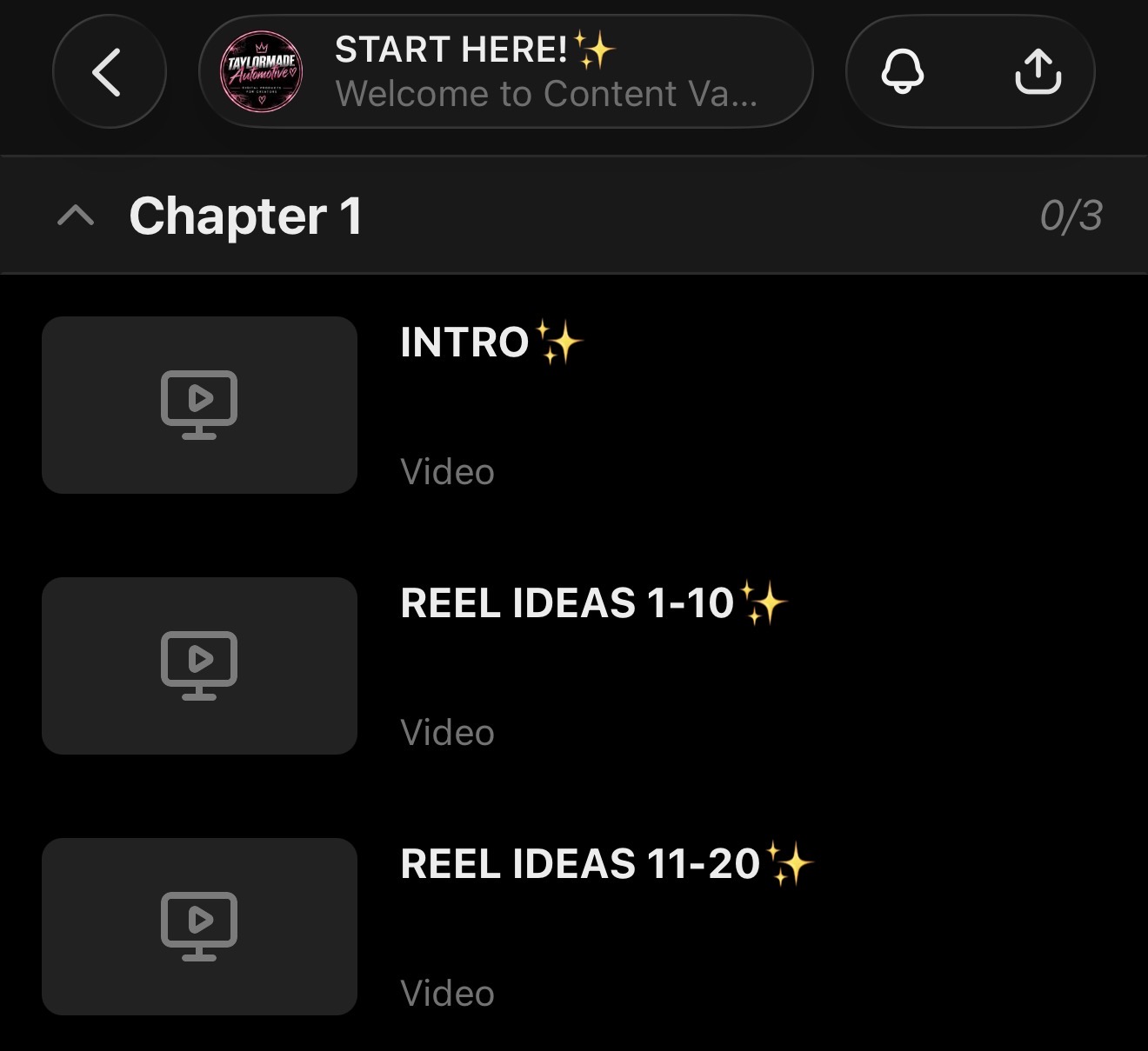 Content Vault introduction and reel ideas lessons